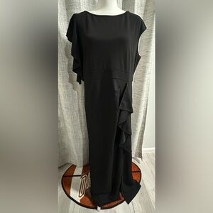 Black Ruffle-Detail Maxi Dress - Timeless Evening Wear